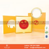 Hộp Trung Thu 4 bánh vuông nhỏ - Kiểu hộp diêm nắp rút - Giấy Ivory 350