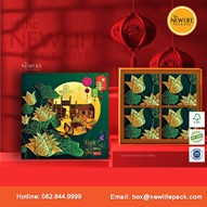 Bộ Hộp Trung Thu 4 Bánh - (mã V24) 200gr-250gr - Kiểu Hộp Xếp Nắp Liền Đáy